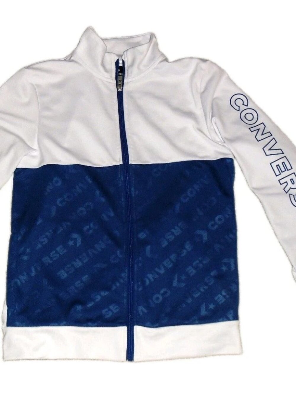 Converse Kids Youth Full Zip White Blue Track Jacket Full Zip shirt sz. XL 13-15